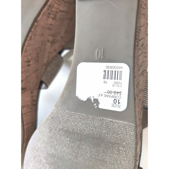 C Comfort Navy Blue Cream Espadrille Wedge Heel Sandals Size 10 M - Picture 7 of 9